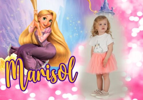 BANNER STRISCIONE compleanno - Rapunzel - CON NOME foto ed età bimbo/a