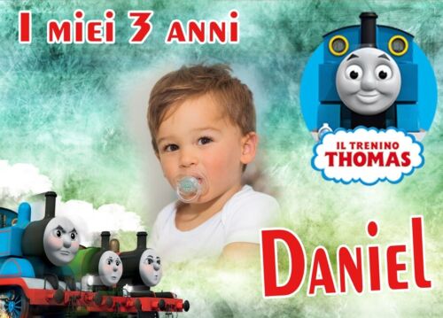 BANNER STRISCIONE compleanno - Trenino Thomas - CON NOME foto ed età bimbo/a