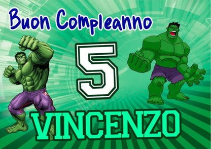 BANNER STRISCIONE compleanno - Hulk marvel - CON NOME ed età bimbo/a – GLOBAL  PUBBLICITÀ