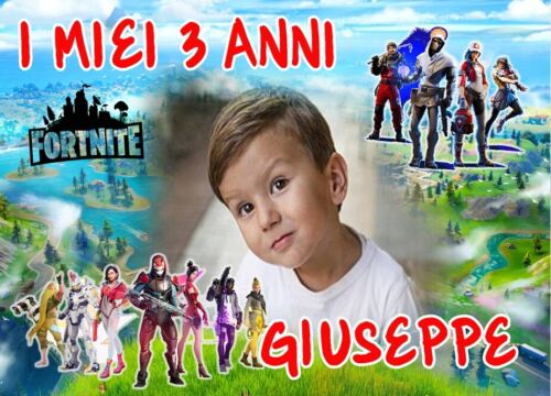 BANNER STRISCIONE compleanno - Fortnite - CON NOME foto ed età bimbo/a