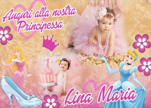 BANNER STRISCIONE compleanno - Cenerentola - CON NOME foto ed età bimbo/a