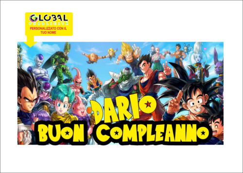 BANNER STRISCIONE compleanno - DRAGON BALL goku - CON IL TUO NOME bimbo bambino