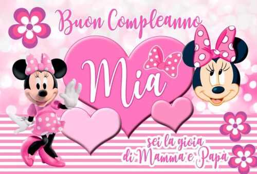 BANNER STRISCIONE compleanno - Minnie Topolina - CON NOME ed età bimbo/a