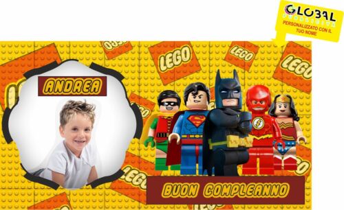 BANNER STRISCIONE compleanno - LEGO - CON FOTO NOME E NUMERO bimbo bambino