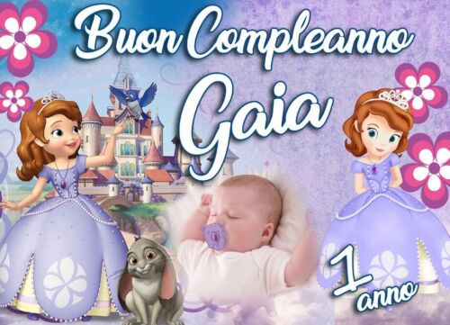 BANNER STRISCIONE compleanno - Principessa Sofia - CON NOME foto ed età bimbo/a