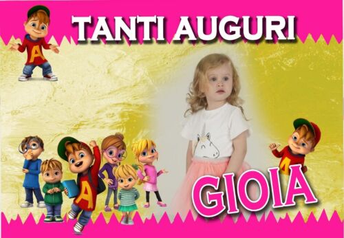 BANNER STRISCIONE compleanno - Alvin i Chipmunks - CON NOME foto ed età bimbo/a