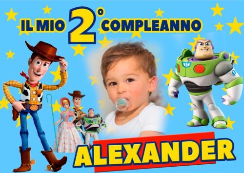 BANNER STRISCIONE compleanno - Toy Story - CON NOME foto ed età bimbo/a