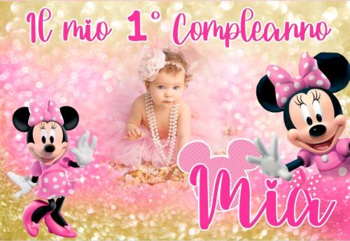 BANNER STRISCIONE compleanno - Minnie Topolina - CON NOME foto ed età bimbo/a