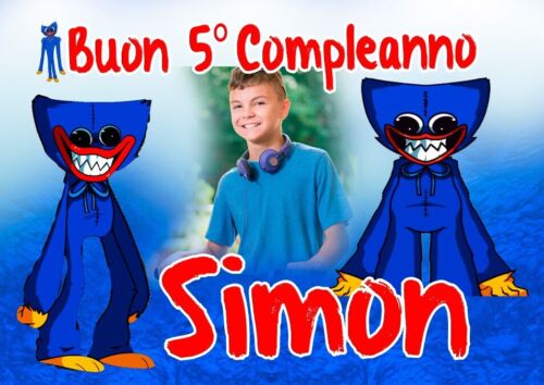 BANNER STRISCIONE compleanno - Huggy Waggy - CON NOME foto ed età bimbo/a