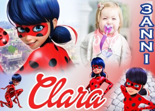 BANNER STRISCIONE compleanno - Ladybug MOD 2 - CON NOME foto ed età bimbo/a