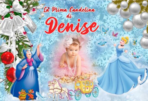 BANNER STRISCIONE compleanno - Cenerentola Natale - CON NOME foto ed età bimbo/a