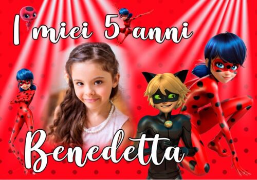 BANNER STRISCIONE compleanno - Lady Bug - CON NOME foto ed età bimbo/a