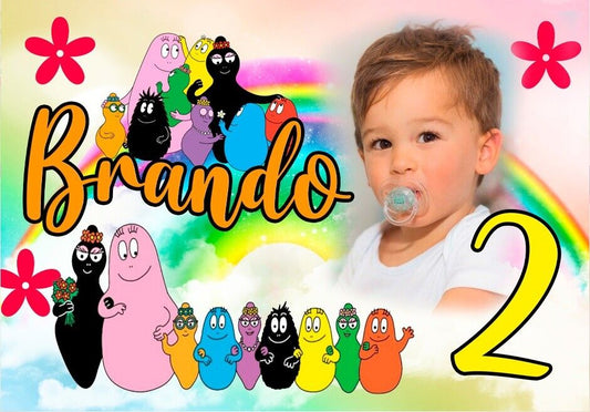 BANNER STRISCIONE compleanno - Barbapapà - CON NOME foto ed età bimbo/a