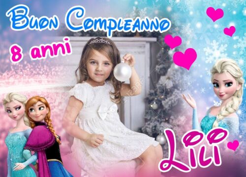 BANNER STRISCIONE compleanno - Frozen - CON NOME foto ed età bimbo/a