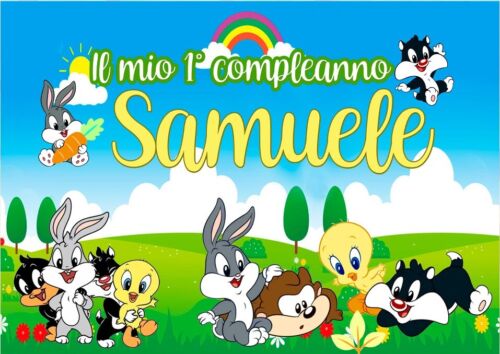 BANNER STRISCIONE compleanno - Baby Looney Tunes - CON NOME ed età bimbo/a