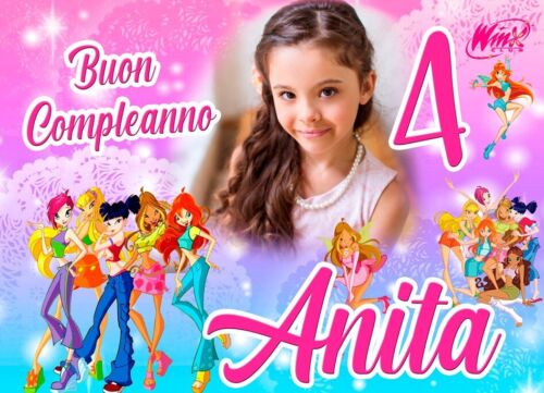 BANNER STRISCIONE compleanno - Winx - CON NOME foto ed età bimbo/a