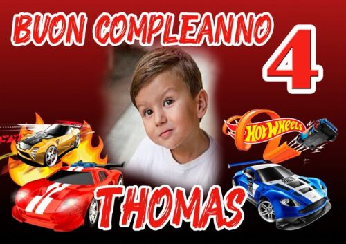 BANNER STRISCIONE compleanno - Hot Wheels - CON NOME foto ed età bimbo/a