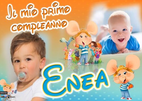 BANNER STRISCIONE compleanno - Topo Gigio - CON NOME foto ed età bimbo/a