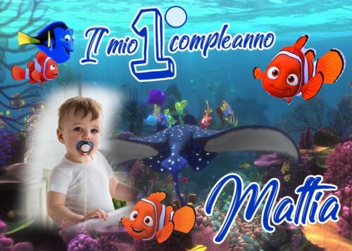 BANNER STRISCIONE compleanno - Nemo - CON NOME foto ed età bimbo/a