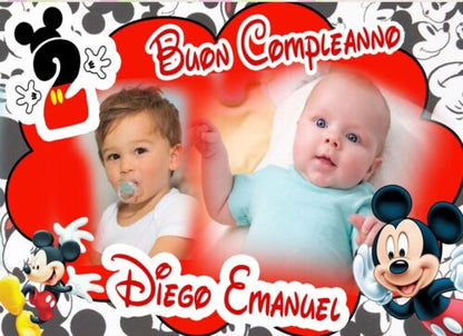 BANNER STRISCIONE compleanno - Mickey Mouse - CON NOME foto ed età bimbo/a