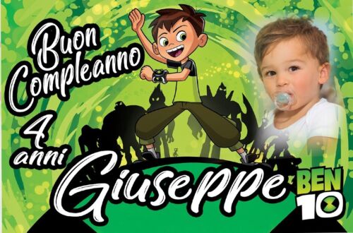 BANNER STRISCIONE compleanno - Ben 10 - CON NOME foto ed età bimbo/a