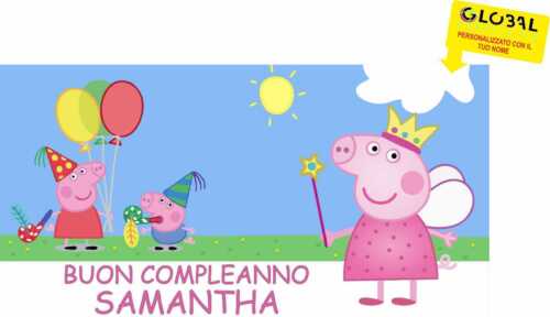 BANNER STRISCIONE compleanno - PEPPA PIG - CON IL TUO NOME bimbo bambino BIMBA