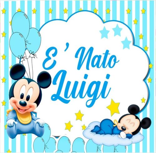 BANNER STRISCIONE NASCITA - Topolino Baby - CON NOME bimbo/a