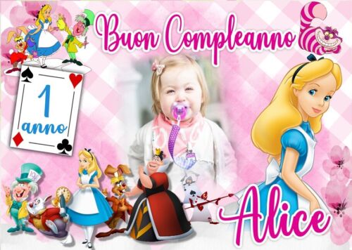 BANNER STRISCIONE compleanno - Alice Nel Paese del- CON NOME foto ed età bimbo/a