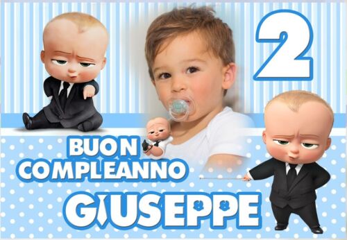 BANNER STRISCIONE compleanno - Baby Boss - CON NOME foto ed età bimbo/a