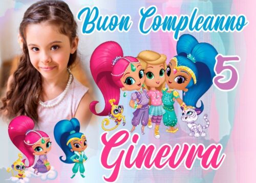 BANNER STRISCIONE compleanno - Shimmer and Shine - CON NOME foto ed età bimbo/a