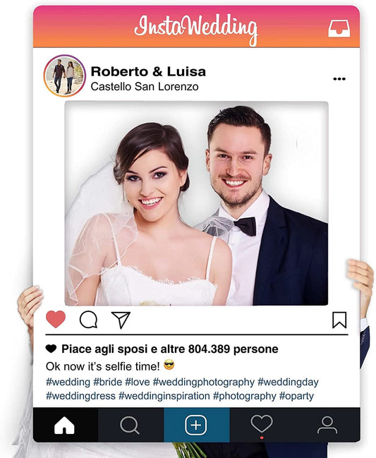 CORNICE SOCIAL PERSONALIZZABILE CON NOMI E DATA - Insta Wedding - CON STAMPA AD ALTA QUALITÁ