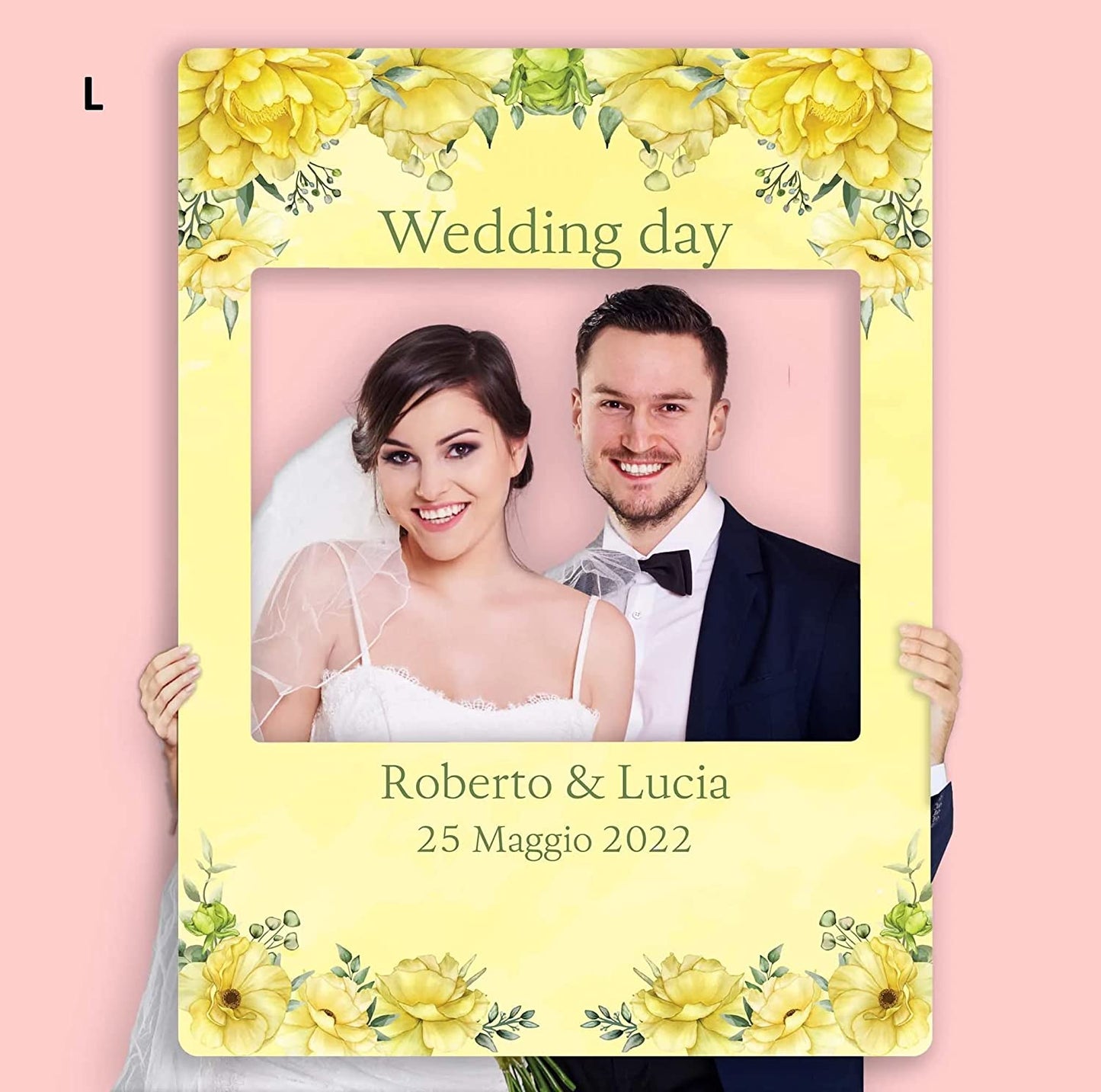 CORNICE WEDDING PERSONALIZZABILE CON NOMI E DATA - MODELLO L - CON STAMPA AD ALTA QUALITÁ