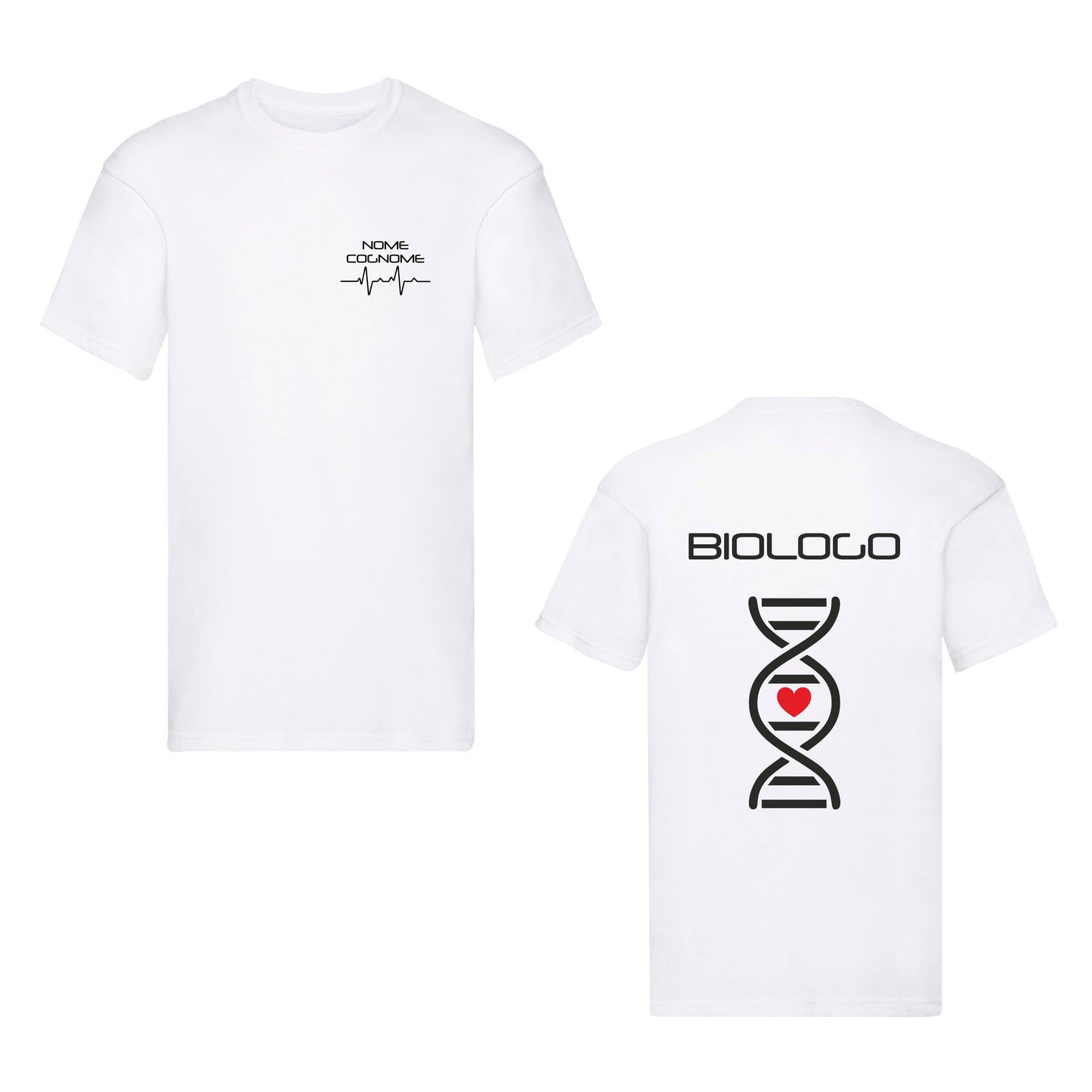 T-Shirt Uomo o Donna Cotone Basic Super vestibilità Top qualità - Biologo e Biologa Dna - Personalizzata con Nome