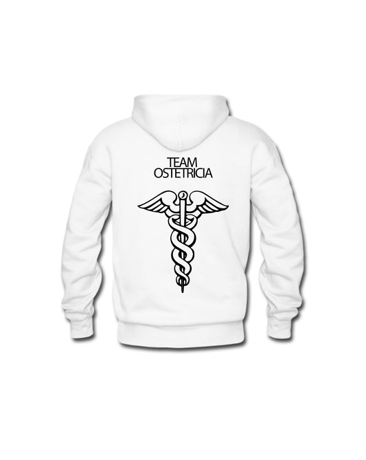 Felpa Cappuccio Uomo o Donna Cotone Basic Super vestibilità Top qualità - Team Ostetricia - Personalizzata con Nome