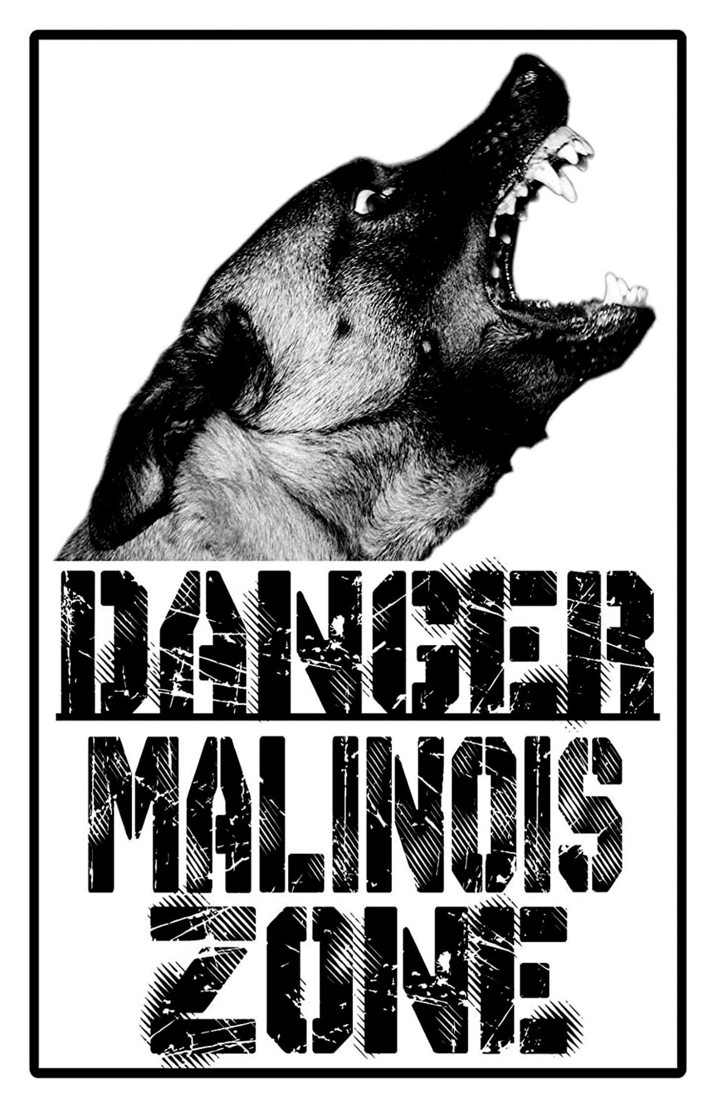 Danger malinois zone - CARTELLO ATTENTI AL CANE in Adesivo Resistente, Pannello in Forex, Pannello In Alluminio o in Plexiglas