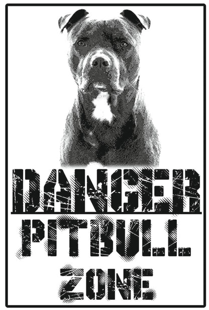 Danger Pitbull Zone - CARTELLO ATTENTI AL CANE in Adesivo Resistente, Pannello in Forex, Pannello In Alluminio o in Plexiglas