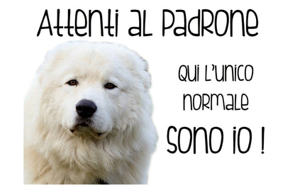 Maremmano attenti al padrone -  CARTELLO ATTENTI AL CANE in Adesivo Resistente, Pannello in Forex, Pannello In Alluminio o in Plexiglas