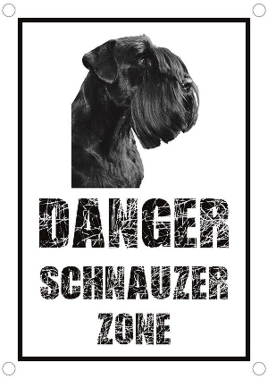 Danger SCHNAUZER Zone  - CARTELLO ATTENTI AL CANE in Adesivo Resistente, Pannello in Forex, Pannello In Alluminio o in Plexiglas