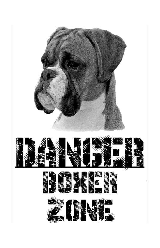 Danger BOXER  Zone - CARTELLO ATTENTI AL CANE in Adesivo Resistente, Pannello in Forex, Pannello In Alluminio o in Plexiglas