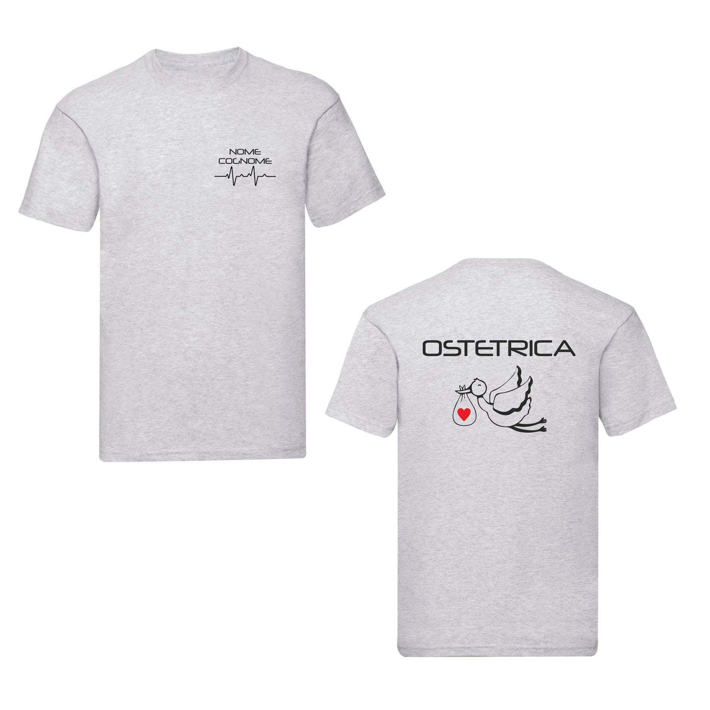 T-Shirt Uomo o Donna Cotone Basic Super vestibilità Top qualità - Ostetrica - Personalizzata con Nome