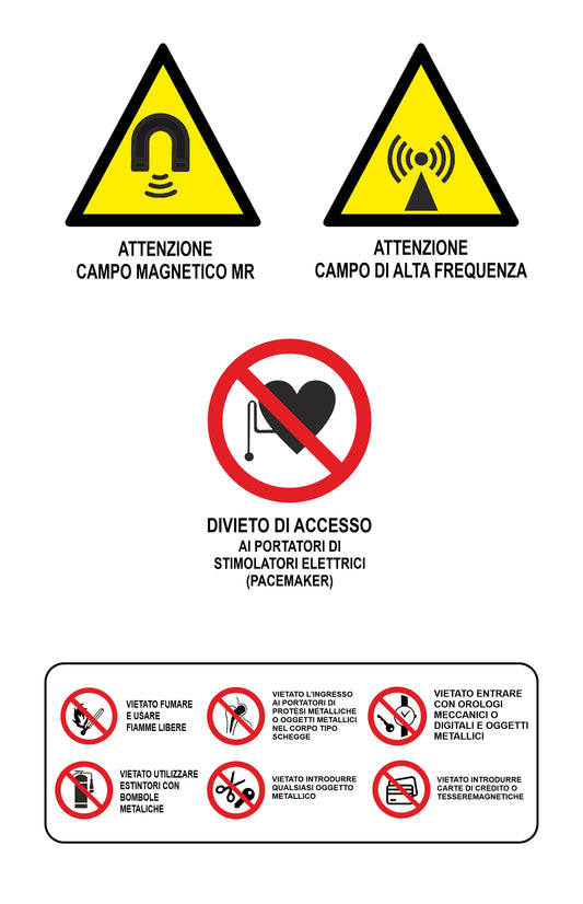 attenzione campo magnetico e di alta frequenza - CARTELLO SEGNALETICO UNI 7010 in Adesivo Resistente, Pannello in Forex, Pannello In Alluminio o in Plexiglas