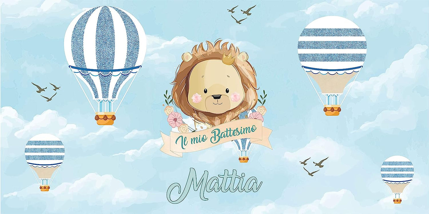 Striscione personalizzato con nome il mio battesimo a tema piccolo principe  sull'aereo