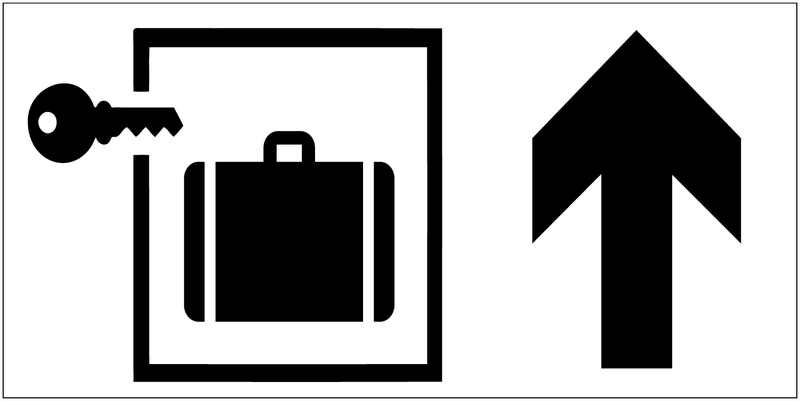 Deposito bagagli - Freccia direzionale - CARTELLO SEGNALETICO UNI 7010 in Adesivo Resistente, Pannello in Forex, Pannello In Alluminio o in Plexiglas