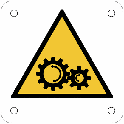 CARTELLO SEGNALETICO QUADRATO ISO 7010 - Pericolo ingranaggi - Adesivo Extra Resistente, Pannello in Forex, Pannello In Alluminio