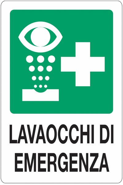 Lavaocchi di emergenza - CARTELLO SEGNALETICO ISO 7010 in Adesivo Resistente, Pannello in Forex, Pannello In Alluminio o in Plexiglas