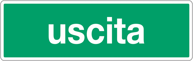 Uscita - CARTELLO SEGNALETICO UNI 7010 in Adesivo Resistente, Pannello in Forex, Pannello In Alluminio o in Plexiglas