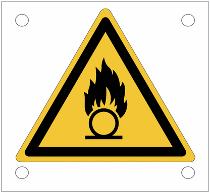 CARTELLO SEGNALETICO QUADRATO ISO 7010 - Pericolo sostanze comburenti - Adesivo Extra Resistente, Pannello in Forex, Pannello In Alluminio