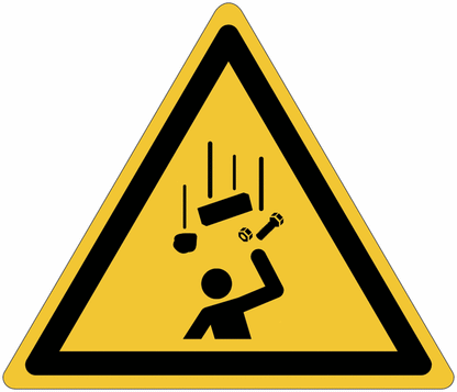 "Caduta oggetti" - CARTELLO SEGNALETICO TRIANGOLO ISO 7010 - Adesivo Extra Resistente, Pannello in Forex, Pannello In Alluminio