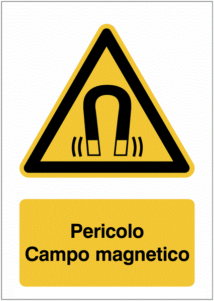 Pericolo Campo magnetico - CARTELLO SEGNALETICO ISO 7010 in Adesivo Resistente, Pannello in Forex, Pannello In Alluminio o in Plexiglas