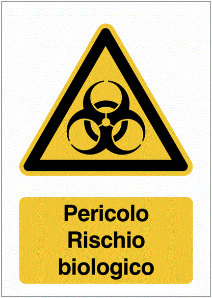 Pericolo Rischio biologico - CARTELLO SEGNALETICO ISO 7010 in Adesivo Resistente, Pannello in Forex, Pannello In Alluminio o in Plexiglas